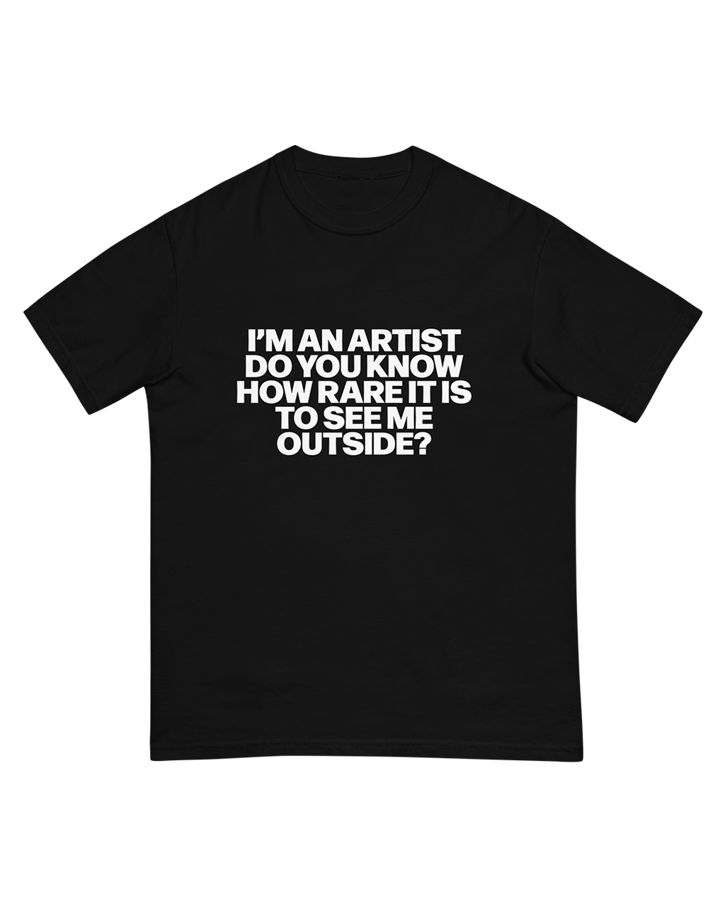I’M AN ARTIST DO YOU KNOW HOW RARE IT IS TO SEE ME OUTSIDE? (BLACK T-SHIRT)